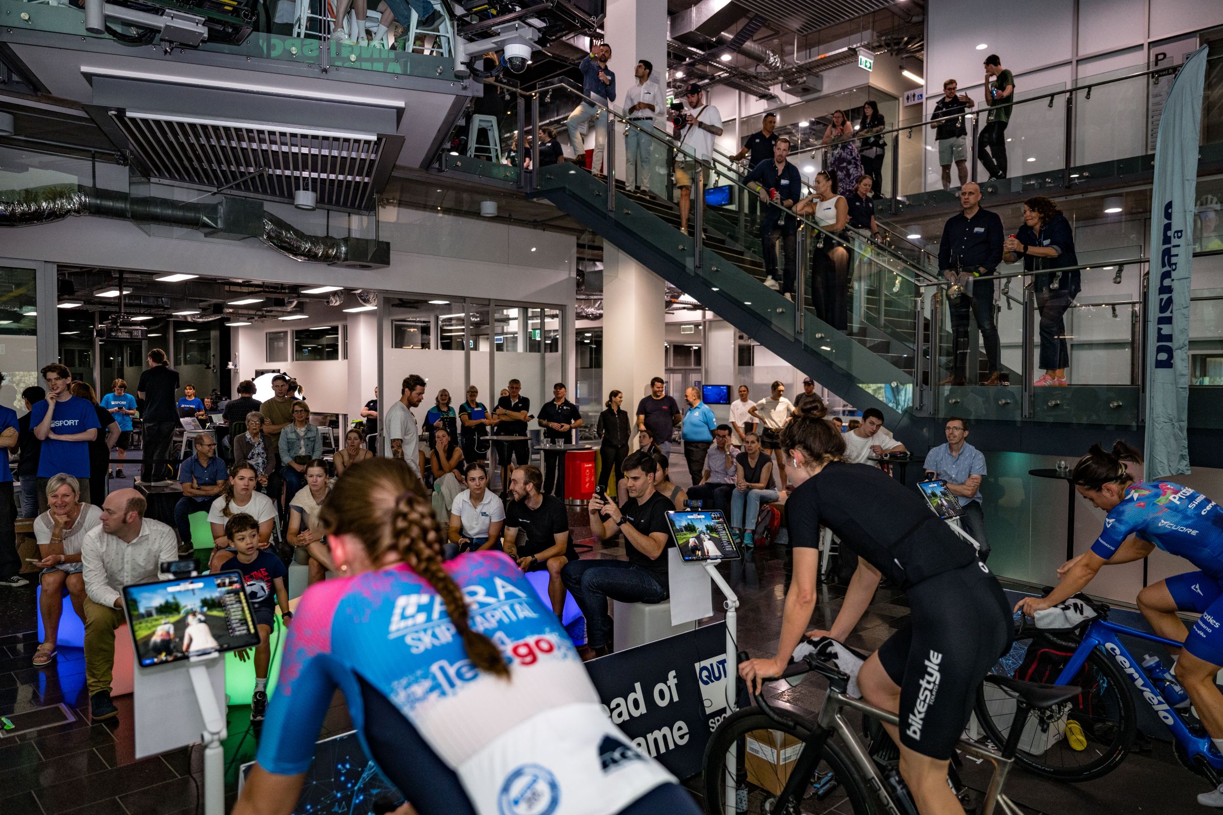 Live final of the AusCycling Esports National Championships at the QUT The Cube